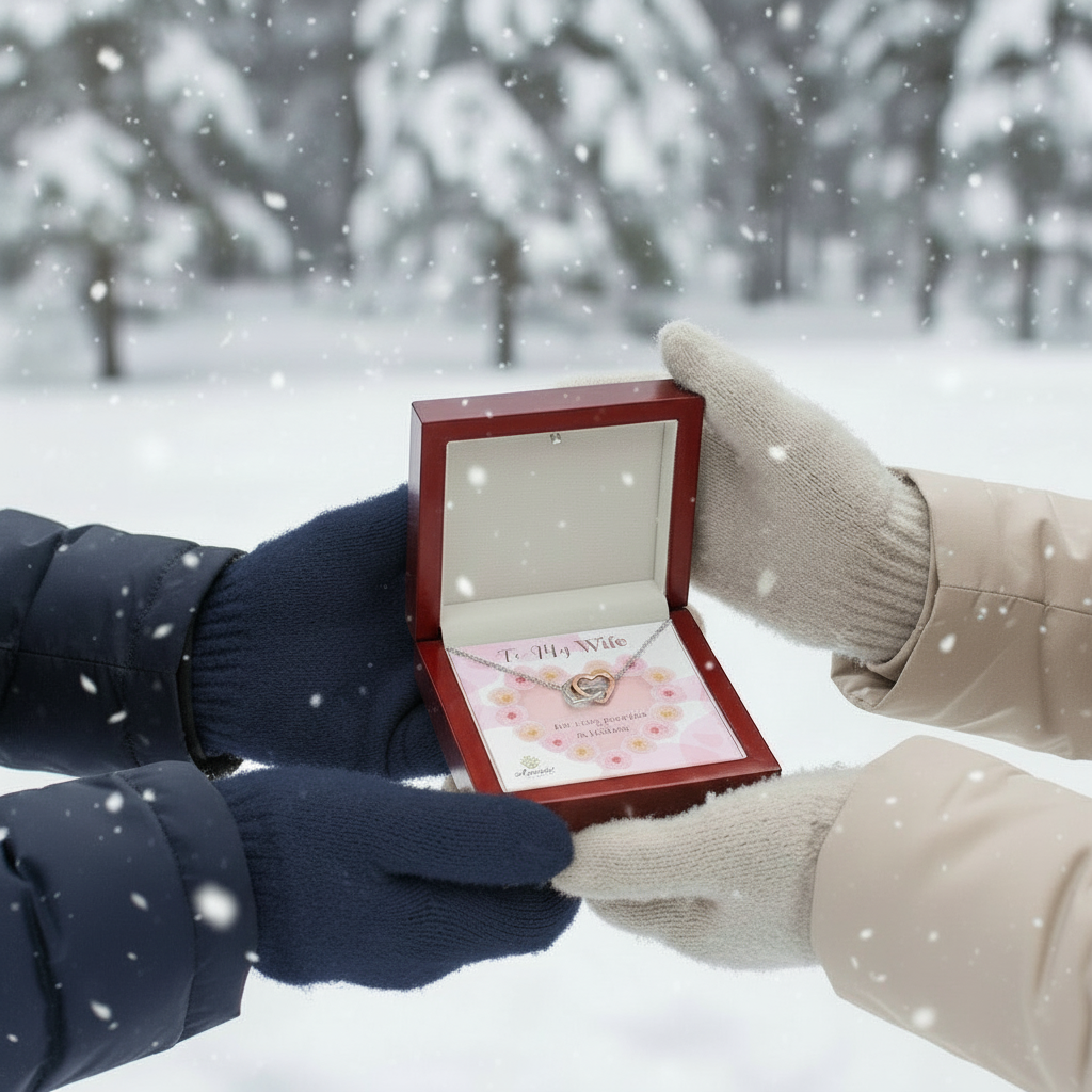 To My Wife Interlocking Hearts Necklace with Message Card