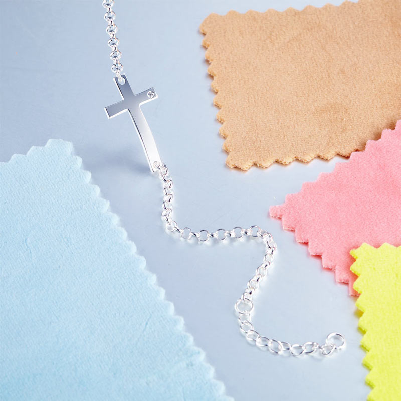 Cross Bracelet with CZ Accents in Sterling Silver