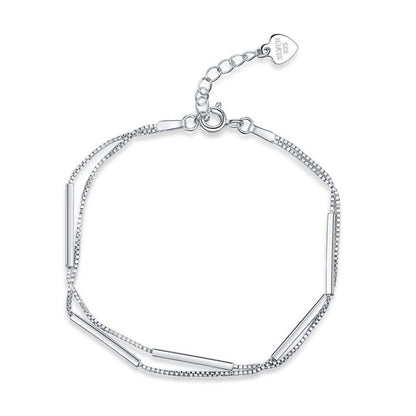 Pulsera de cadena de barras en capas en plata de ley