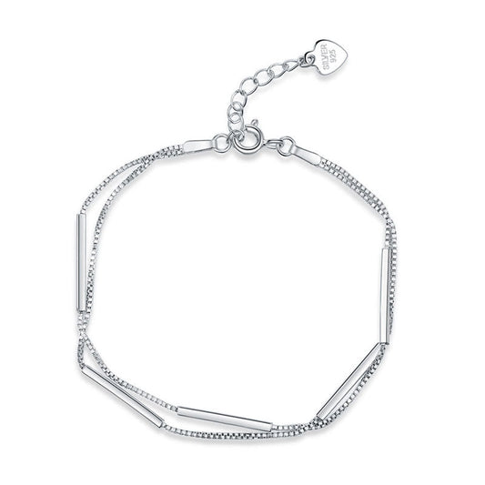 Pulsera de cadena de barras en capas en plata de ley