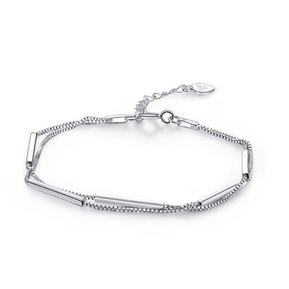 Pulsera de cadena de barras en capas en plata de ley