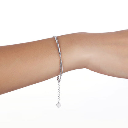 Pulsera de cadena de barras en capas en plata de ley