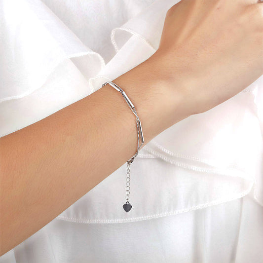Pulsera de cadena de barras en capas en plata de ley