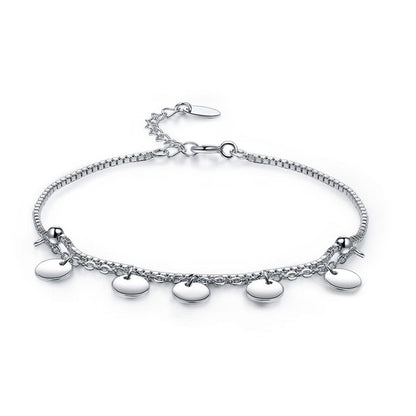 Pulsera de cadena con dijes de círculos colgantes en plata de ley