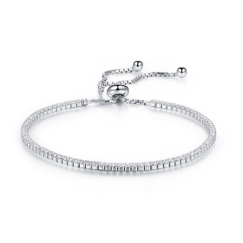 Pulsera de tenis Lariat con circonitas cúbicas en plata de ley