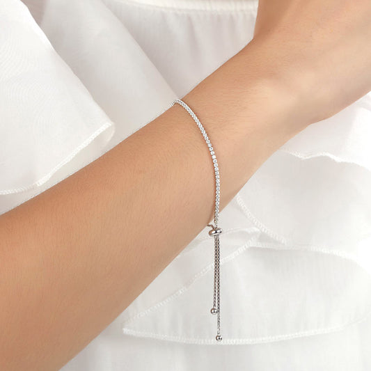 Pulsera de tenis Lariat con circonitas cúbicas en plata de ley