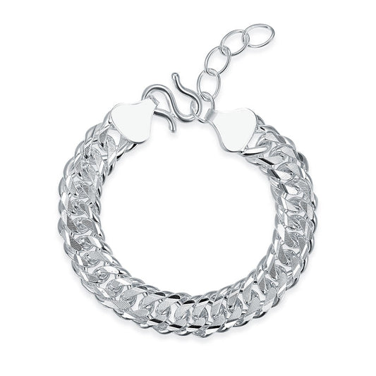Pulsera de cadena ajustable de eslabones cubanos de plata pura de 1,3 mm para hombre