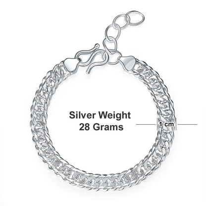 Pulsera de cadena ajustable de eslabones cubanos de plata pura de 1 cm para hombre