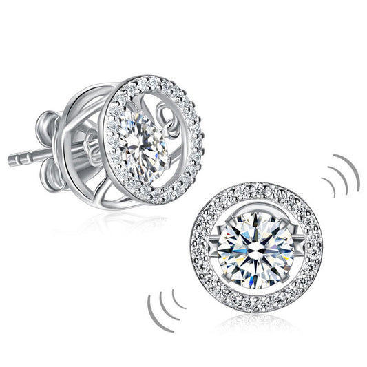 0.8 CT. Round Halo Dancing Stone Stud Earrings