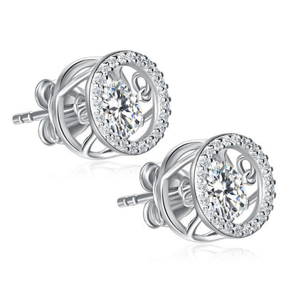 0.8 CT. Round Halo Dancing Stone Stud Earrings