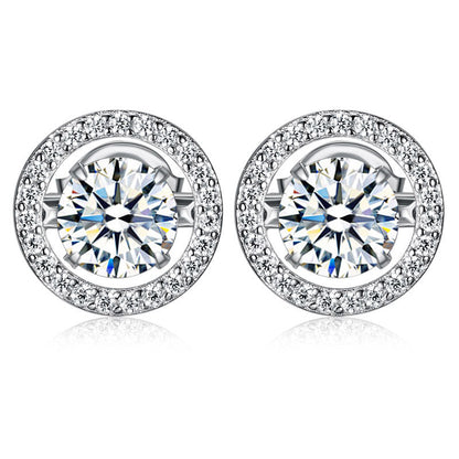 0.8 CT. Round Halo Dancing Stone Stud Earrings
