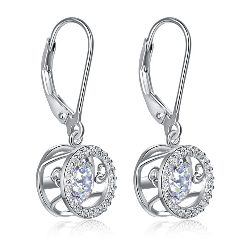 0.8 CT. Round Halo Dancing Stone Halo Drop Earrings