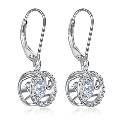 0.8 CT. Round Halo Dancing Stone Halo Drop Earrings
