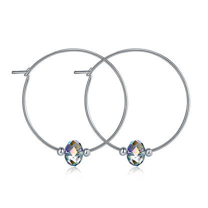 Boucles d'oreilles créoles en cristal autrichien AB en argent sterling