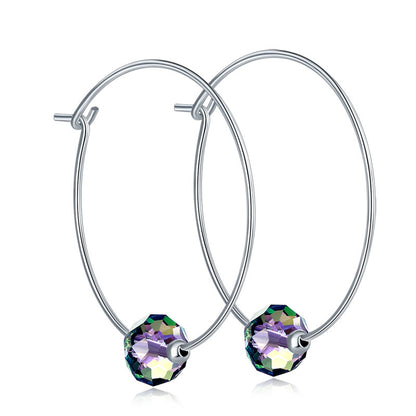 Boucles d'oreilles créoles en cristal autrichien AB en argent sterling