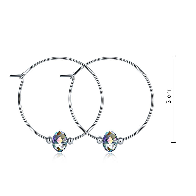 Boucles d'oreilles créoles en cristal autrichien AB en argent sterling