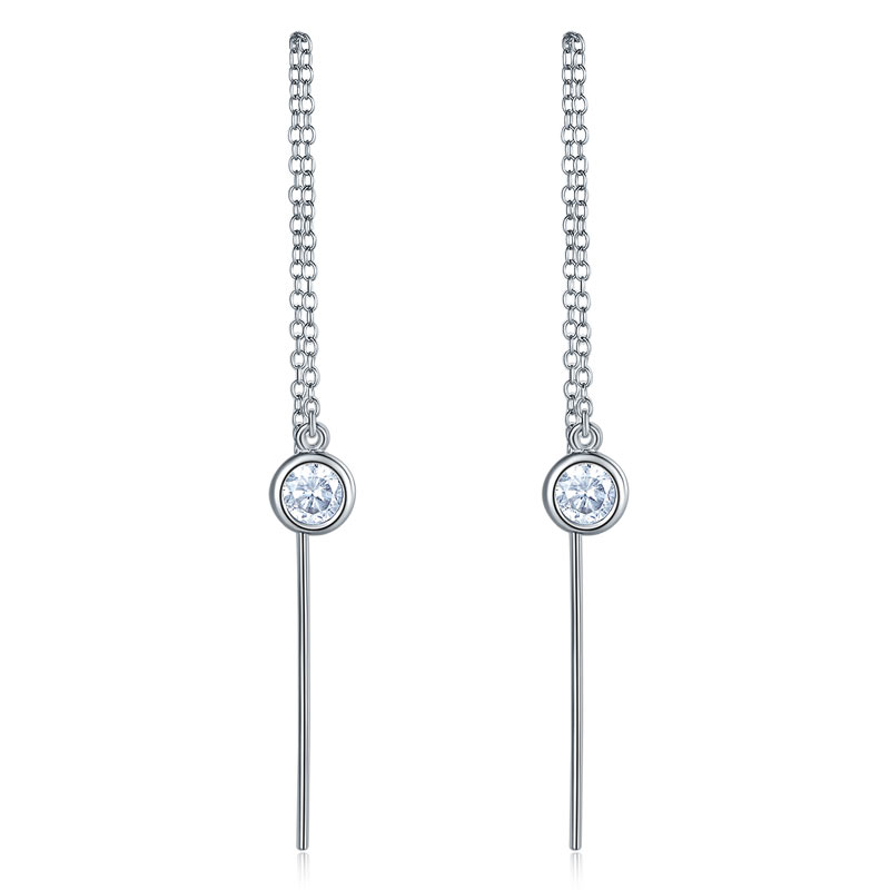 Pendientes largos con bisel en plata de ley