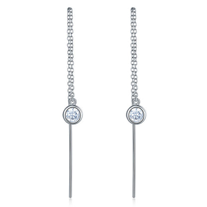 Pendientes largos con bisel en plata de ley