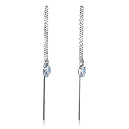 Pendientes largos con bisel en plata de ley
