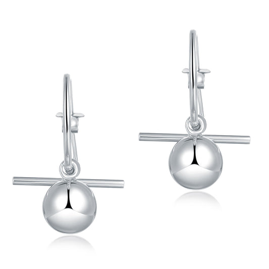 Dangle Balls Hoop Earrings in Sterling Silver
