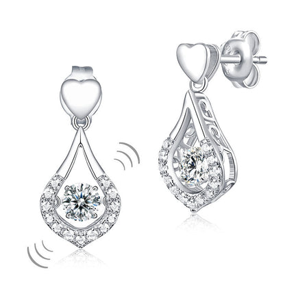 Pendientes colgantes con forma de lágrima de corazón y piedra danzante