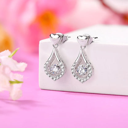 Pendientes colgantes con forma de lágrima de corazón y piedra danzante