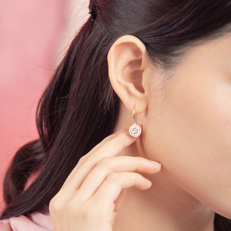 Double Halo Dancing Stone Drop Earrings