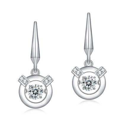 Boucles d'oreilles pendantes en pierre ronde dansante