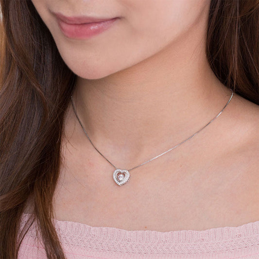 Collar con colgante de piedra danzante en forma de corazón