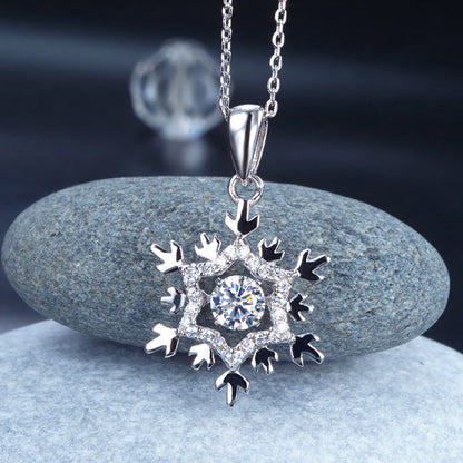 Snowflake Dancing Stone Pendant Necklace