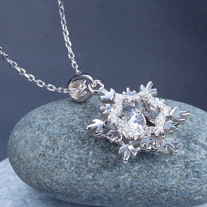 Snowflake Dancing Stone Pendant Necklace