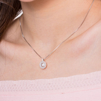 Double Halo Dancing Stone Pendant Necklace
