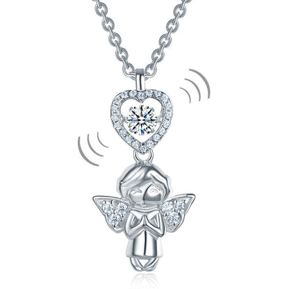 Collar con colgante de piedra danzante y corazón de ángel para niñas