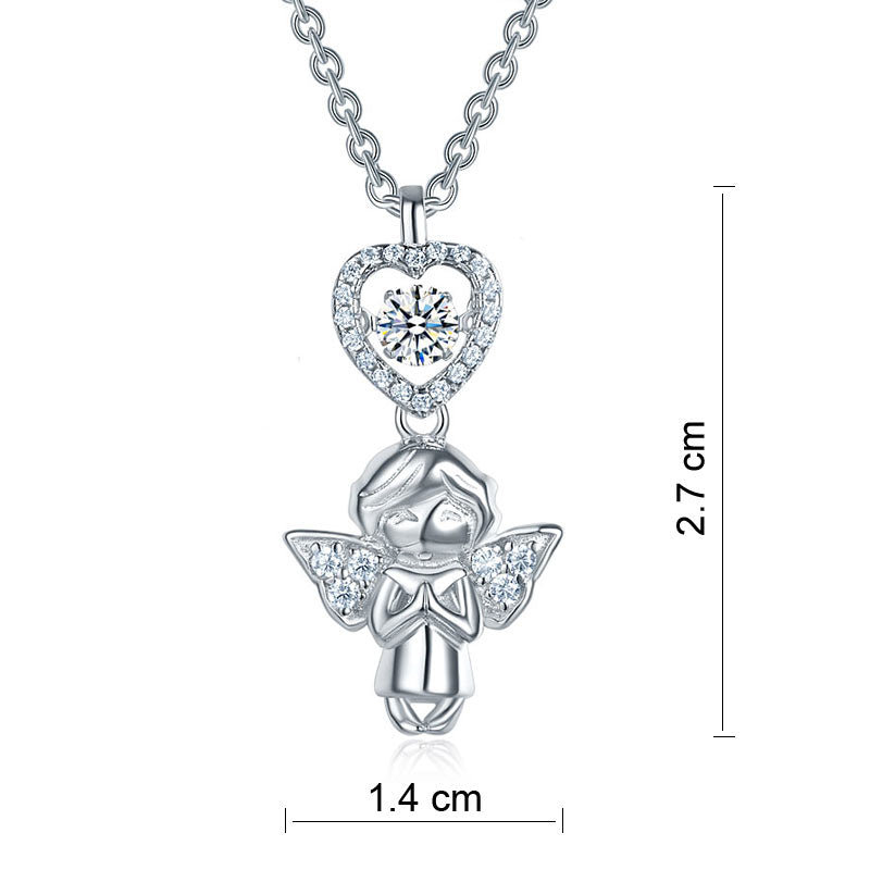 Collar con colgante de piedra danzante y corazón de ángel para niñas