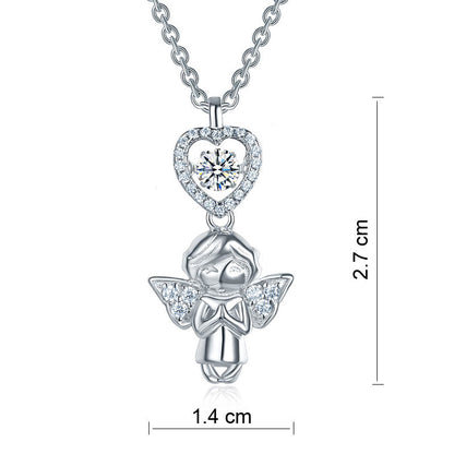 Collar con colgante de piedra danzante y corazón de ángel para niñas