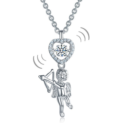 Collar con colgante de piedra danzante con forma de corazón de Cupido para niñas