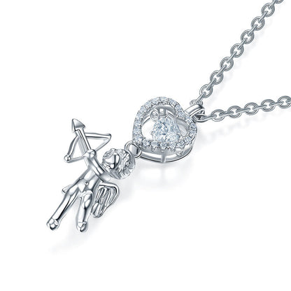 Collar con colgante de piedra danzante con forma de corazón de Cupido para niñas