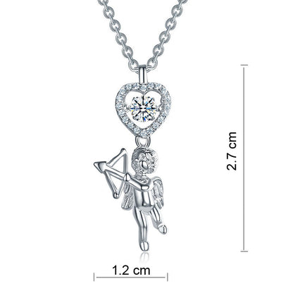 Collar con colgante de piedra danzante con forma de corazón de Cupido para niñas