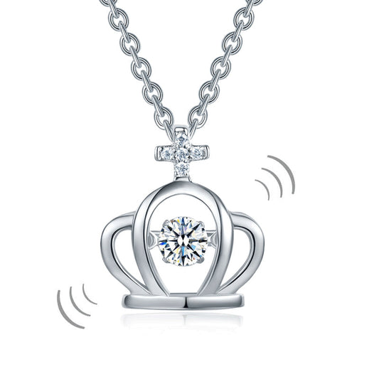 Crown Dancing Stone Pendant Necklace for Girls