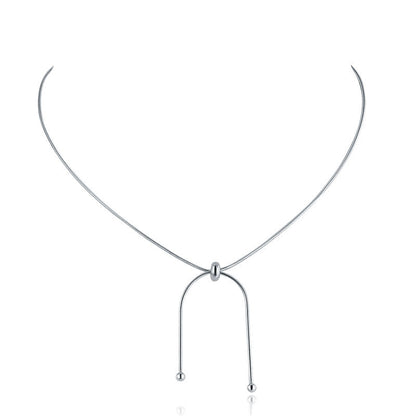 Collar de lazo de bola ajustable en plata de ley