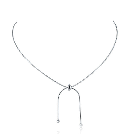 Collier Lariat à boules réglable en argent sterling