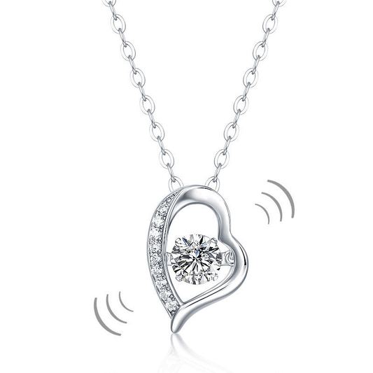 0.5 CT. Moissanite Diamond Dancing Stone Heart Pendant Necklace