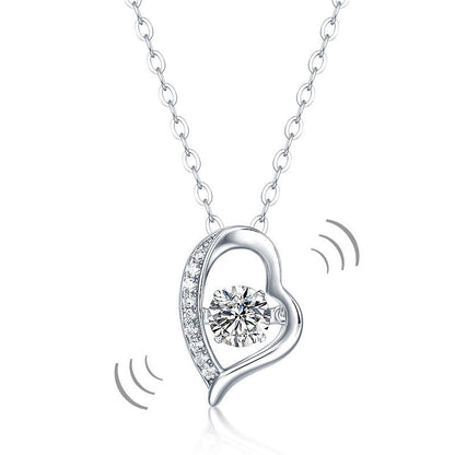 0.5 CT. Moissanite Diamond Dancing Stone Heart Pendant Necklace
