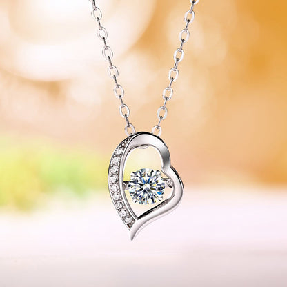 0.5 CT. Moissanite Diamond Dancing Stone Heart Pendant Necklace