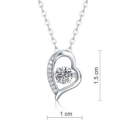 0.5 CT. Moissanite Diamond Dancing Stone Heart Pendant Necklace