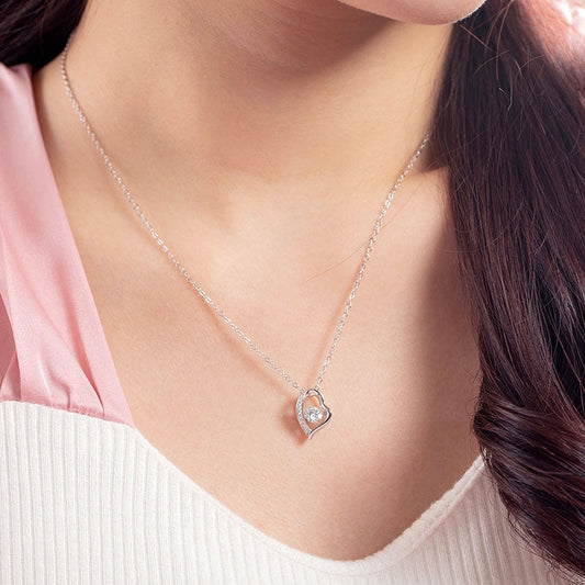 0.5 CT. Moissanite Diamond Dancing Stone Heart Pendant Necklace