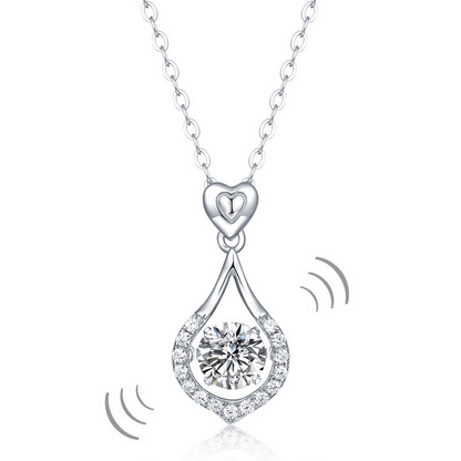 1 CT. Moissanite Diamond Heart Teardrop Dancing Stone Pendant Necklace