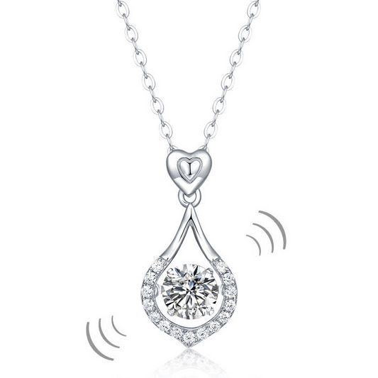 1 CT. Moissanite Diamond Heart Teardrop Dancing Stone Pendant Necklace