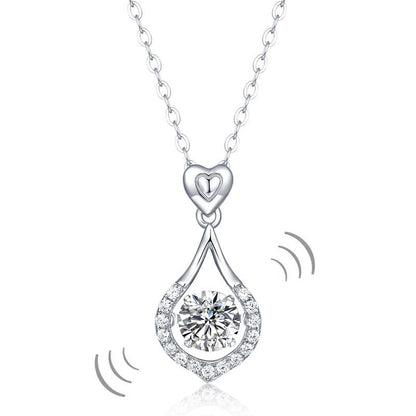 1 CT. Moissanite Diamond Heart Teardrop Dancing Stone Pendant Necklace
