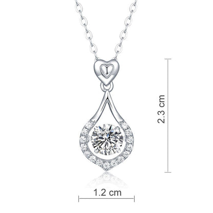 1 CT. Moissanite Diamond Heart Teardrop Dancing Stone Pendant Necklace